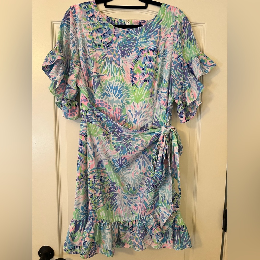 NWOT Lilly Pulitzer wrap pastel floral Print Mini Dress